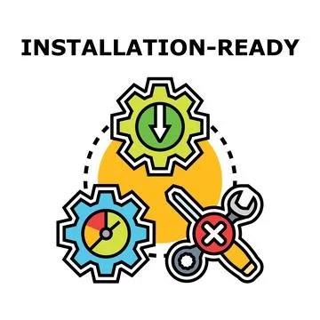 Installation ready concept with system and software settings Stockillustratie
