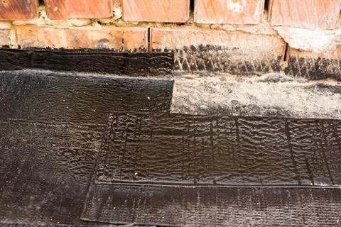 Installation of roll  waterproofing Stock Photos