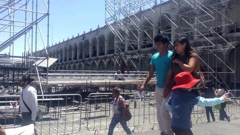 Installation of Scene, Plaza de Armas Time Lapse, Arequipa, Peru Stock Footage 82732207