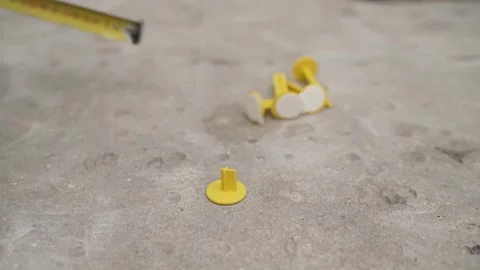 Installation of self-adhesive beacons before floor repair. Vídeos de archivo 278622329