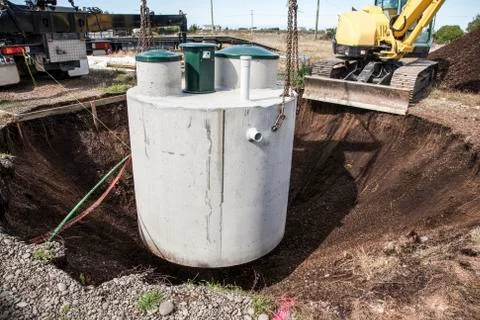 Installation of septic system Stock Photos