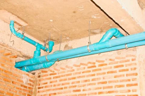 Installation of sewer. Stock Photos