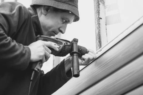 Installation of siding 库存照片