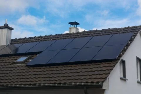Installation of the solar panel Stock Photos