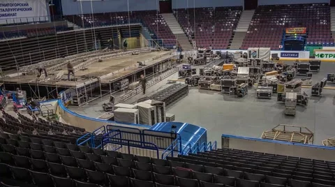 Installation stage and equipment before the concert. Time Lapse Stock-Footage 43504053