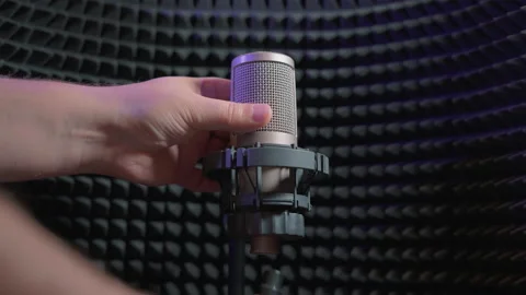Installation of a studio microphone 库存影片 167779996