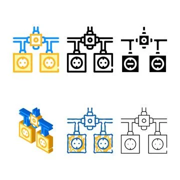 Installation of types electrical socket color icon vector イラスト素材