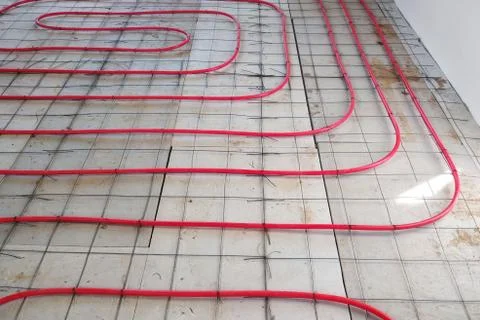 Installation of underfloor heating Stock-Fotos