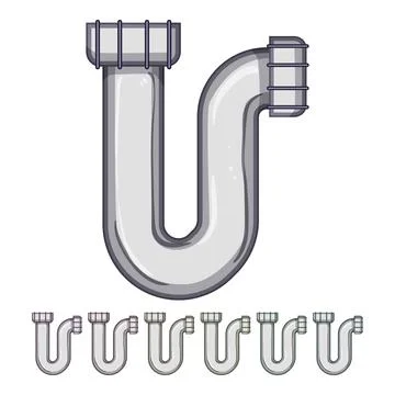 Installation waste drain trap cartoon vector graphic Stock Illustration