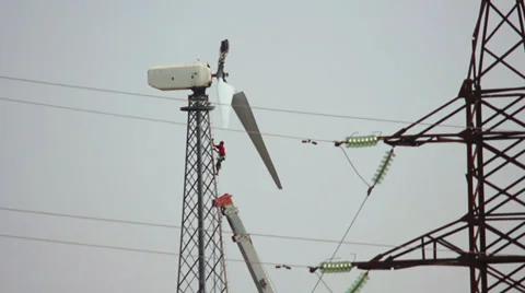 Installation of wind turbines Stock Footage 27271394