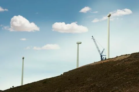 Installation of wind turbines Stock Photos