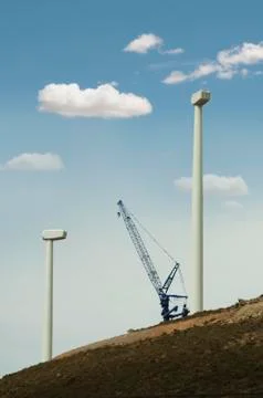 Installation of wind turbines Stock Photos