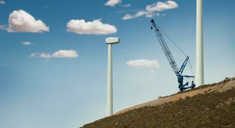 Installation of wind turbines Stock Photos