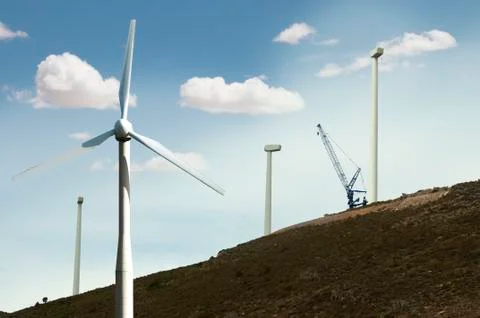 Installation of wind turbines Stock Photos