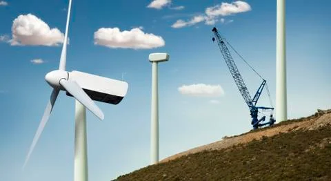 Installation of wind turbines Stock Photos