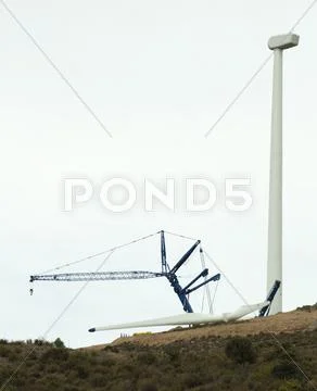 Installation of wind turbines Stock Photos