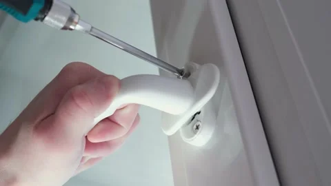Installation of a window handle Stock Footage 152612789
