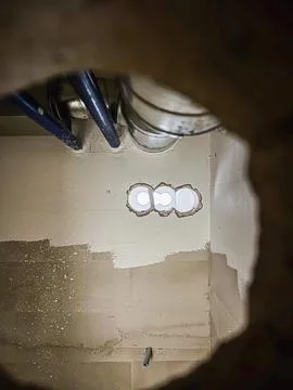 Installation work in progress on building site involving concrete modificat.. Stock Photos