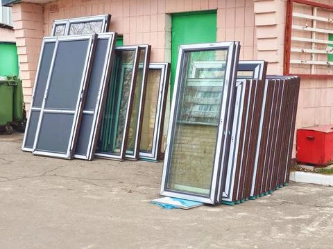 For Installation.Metal plastic window,replace in house Stock Photos