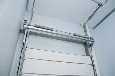 Installed automatic lifting gates at the factory. Stock Photos