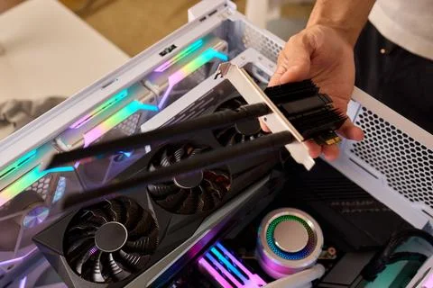 Installed in the system unit of the computer i adherent - transmitter for Stock Photos