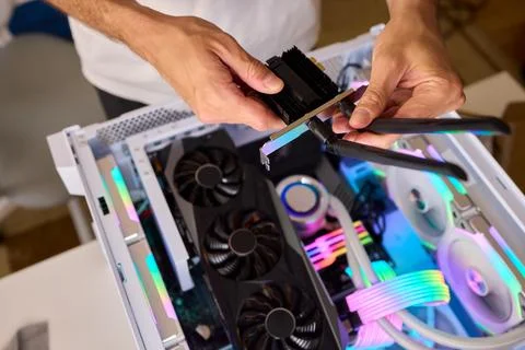 Installed in the system unit of the computer i adherent - transmitter for Stock Photos