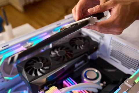 Installed in the system unit of the computer i adherent - transmitter for Stock Photos