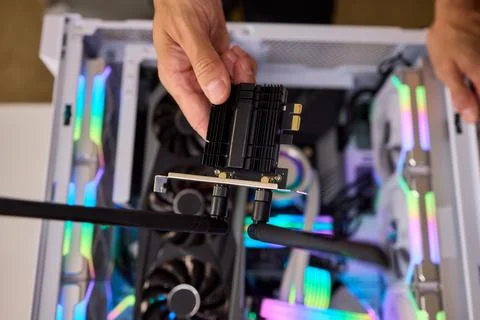 Installed in the system unit of the computer i adherent - transmitter for Stock Photos