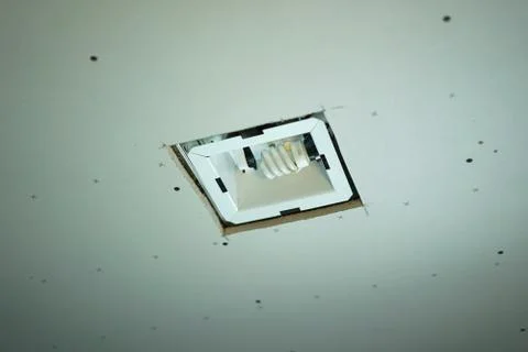 Installed ventilation with light in ceiling. Stock Photos