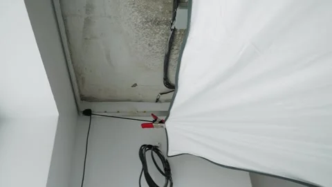 Installing and maintenance stretch ceiling in new flat Stock Footage 251386033