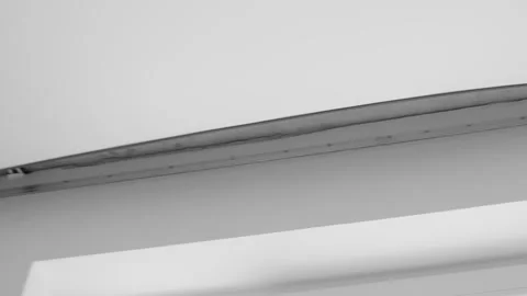 Installing and maintenance stretch ceiling in new flat Stock Footage 251386315