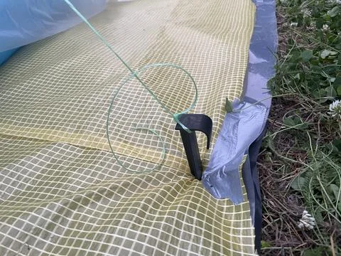 Installing and setting up inflatable pool Stock Photos