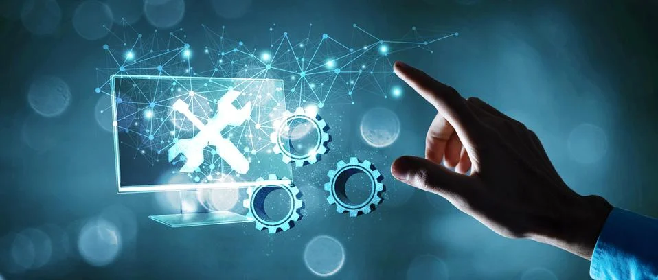 Installing the application on the computer 3D illustration Stock Photos