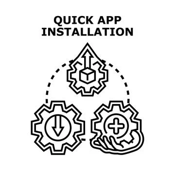Installing application process downloading and adding new software Stock Illustration