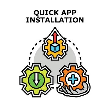 Installing application process downloading and adding new software Stock Illustration