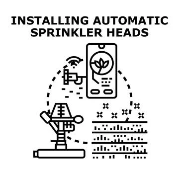 Installing automatic smart irrigation system for gardening Stock Illustration