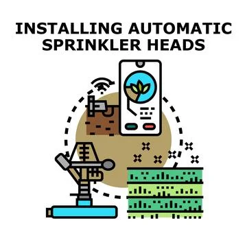 Installing automatic smart irrigation system for gardening Stock Illustration