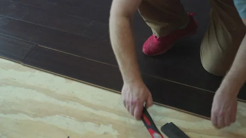 Installing Bamboo Floor Stock Footage 168733270