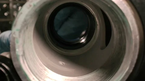 Installing bottom bracket in a bicycle - mechanic in shop Stock Footage 151098623