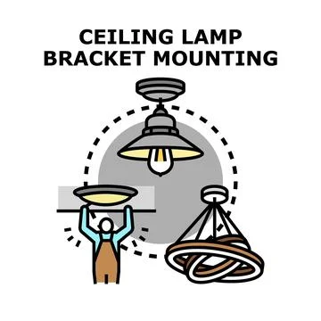 Installing ceiling lamp fixtures and lighting equipment Stock Illustration