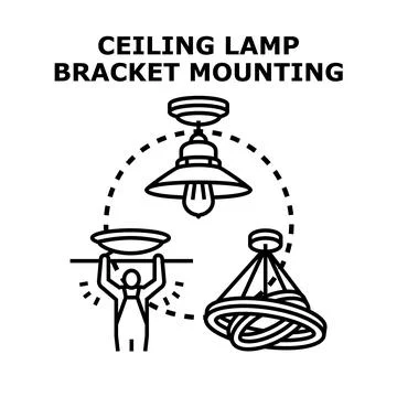 Installing ceiling lamp fixtures and lighting equipment Stock Illustration