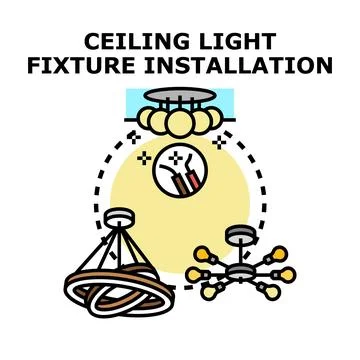 Installing ceiling light fixture for home improvement Stock Illustration