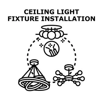 Installing ceiling light fixture for home improvement Stock Illustration