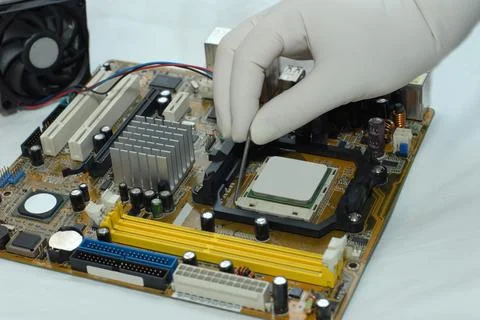 Installing Central processor Foto stock