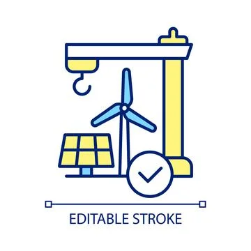 Installing clean energy generating equipment RGB color icon Stock Illustration