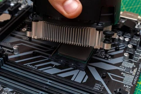 Installing a cooler on a personal computer processor. The process of upgradin 写真素材