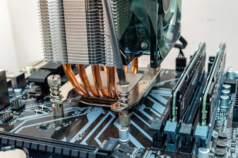 Installing a cooler on a personal computer processor. The process of upgradin 写真素材