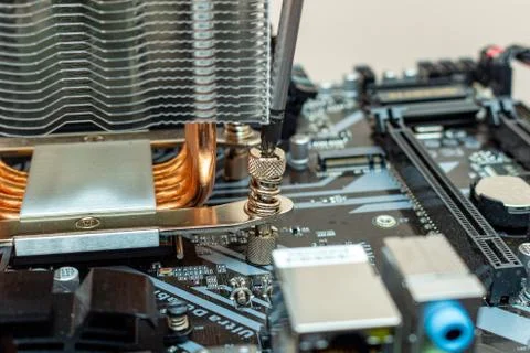 Installing a cooler on a personal computer processor. The process of upgradin 写真素材