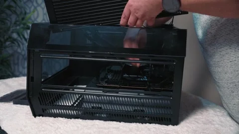 Installing cooling system into computer case Stock Footage 325803297