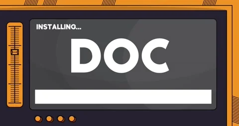 Installing Doc text on a cartoon screen Stock Footage 199731670